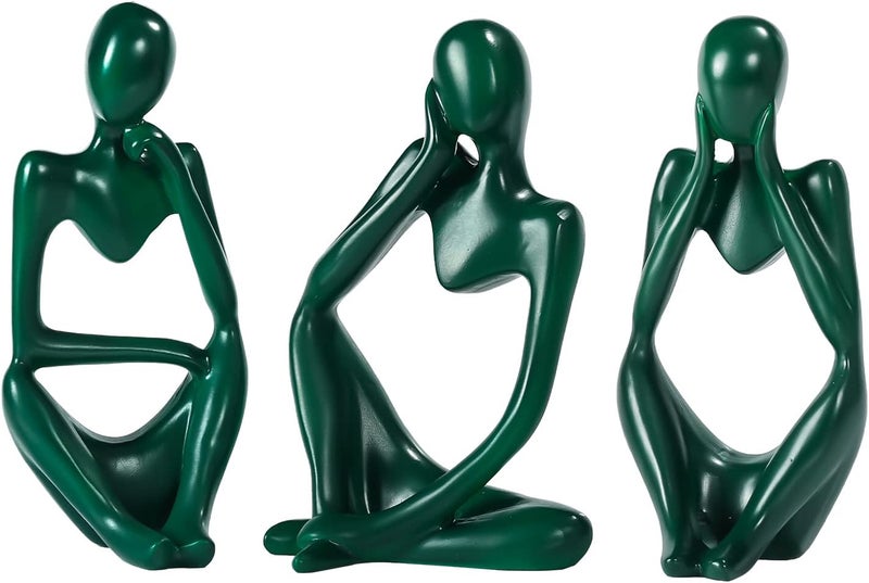 BMLCGJ Thinker Statue Gold Decor Abstract Art Sculpture, Golden Resin Collectible Figurines for Home Living Room Office Shelf Decoration,Great Gift Ideas (Green) - Image 1
